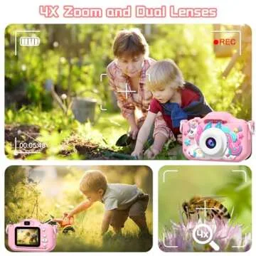 Anesky Kids Camera, Toy Camera for Kids Aged 3 4 5 6 7 8 9 10 11 12, 1080P HD Toddler Digital Video Camera, Children's Camera for Boys and Girls, Perfect Christmas & Birthday Gifts, 32GB Card - Pink