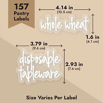 Talented Kitchen 157 Pantry Labels for Containers - Preprinted White Script Labels for Food Organization, Storage Canisters, Jars, Flour, Sugar, and Kitchen Storage