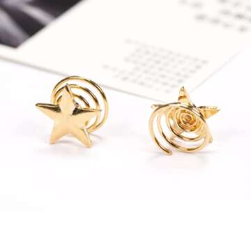 Aysekone 6 Pcs/Pack Delicate Bridesmaid Gold Wedding Hair Pins Clips Bridal Star Hairpin Spiral Hair...