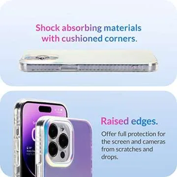 LONLI Hue - for iPhone 14 Pro Max Case - Fluorescent Coloful Holographic Iridescent Phone Case - [360° Shock-Absorbent Bumper] - Cute, Unique and Aesthetic Phone Cover for Women and Girls
