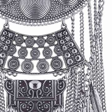 Long Tassel Chunky Boho Coin Necklace for Women