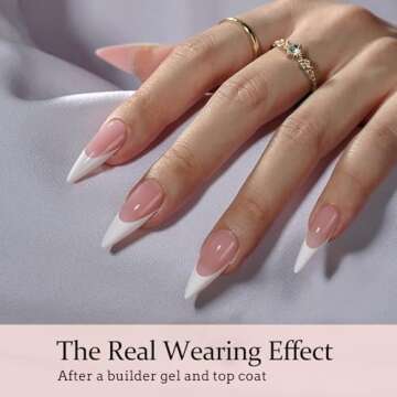 BTArtboxnails French Gel Nail Tips - French Tip Press on Nails Pink Long Stiletto XCOATTIPS for Nail Extensions