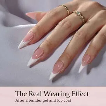 BTArtboxnails French Gel Nail Tips - French Tip Press on Nails Pink Long Stiletto XCOATTIPS for Nail Extensions