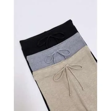 CHICME 2 Piece Lounge Outfit Long Sleeve Knit Pullover Tops Drawstring Pants Set Tracksuit Sweatsuit Gray-M