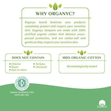 Organyc 100% Certified Organic Cotton Tampons, Plant-Based Eco-Applicator, Super Flow, 16 Count