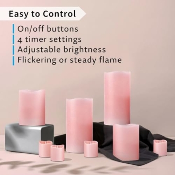 FURORA LIGHTING Pink Flameless Candles with Remote and Timer