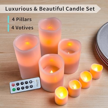 FURORA LIGHTING Pink Flameless Candles with Remote and Timer