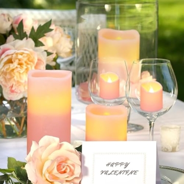 FURORA LIGHTING Pink Flameless Candles with Remote and Timer