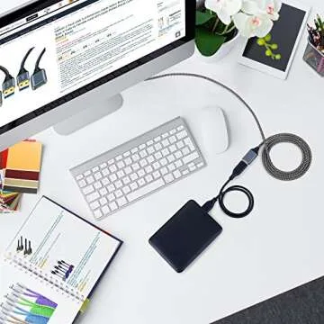 USB Cable Extension, OKRAY 2 Pack 6 Feet Braided USB 3.0 Extender Extension Cord Type A Male to Female with Gold-Plated Metal Connector Compatible with USB Flash Drive, Keyboard - Grey White