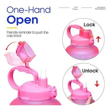 Giotto Large 1 Gallon/128oz (When Full) Motivational Water Bottle with Time Marker & Straw, Leakproof Tritan BPA Free for Fitness, Gym and Outdoor Sports-Light Pink/Green Gradient