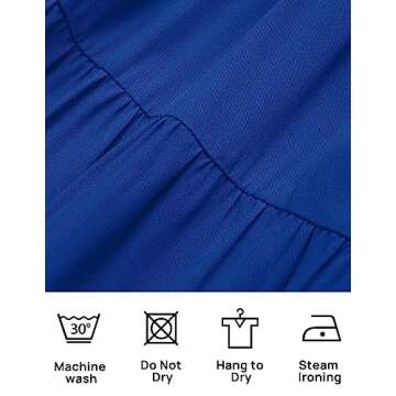 ZESICA Women's Boho Summer Square Neck Puff Sleeve Off Shoulder Smocked Tiered Casual A Line Short Mini Dress,RoyalBlue,Large