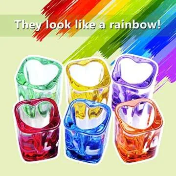 Jaepsing Shot Glasses, 2oz Heavy Base Shot Glasses Sets of 6/Heart Shaped Shot Glasses/Rainbow Shot Glasses/Square Shot Glasses/Espresso Shot Glasses/Bulk Shot Glasses