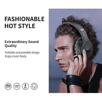 OYEALEX Active Noise Cancelling Over Ear Headphone Bluetooth Wireless Headphones with Microphone Dee...