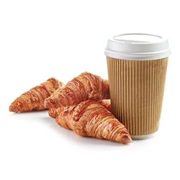 GUSTO [12 oz. - 100 Count Insulated Kraft Ripple Paper Hot Cups, Disposable Coffee Cups With Lids - Ideal for Hot Beverages, Travel, and Office Use (Formerly Comfy Package)