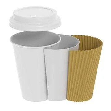 GUSTO [12 oz. - 100 Count Insulated Kraft Ripple Paper Hot Cups, Disposable Coffee Cups With Lids - Ideal for Hot Beverages, Travel, and Office Use (Formerly Comfy Package)