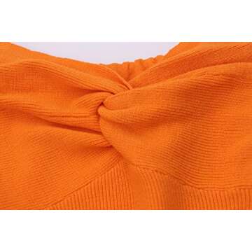 MISSACTIVER Women Twist Knot Front Knit Tube Tank Top Sleeveless Off Shoulder Strapless Crosscriss Backless Crop Camisole(Small,Orange)