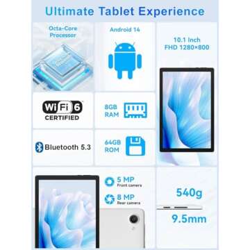 High-Performance Android Tablet with Dual Camera and Long Battery Life