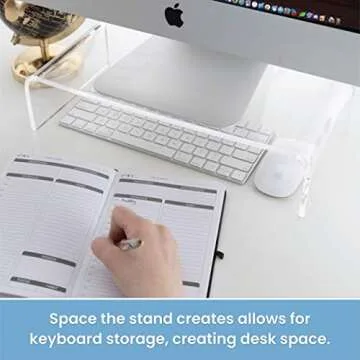 Homeries Acrylic Monitor Stand (3.7 Inches High) | Universal Computer Riser for Home, Office, Business, Desk, Gamers | Multi Media Platform Lift for Laptop, Printer, TV Screen, PC |Extra Storage Space