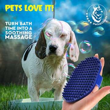 Dog and Cat Grooming Brush - Rubber Brush for Bathing, Washing, Deshedding Short or Long Pet Hair