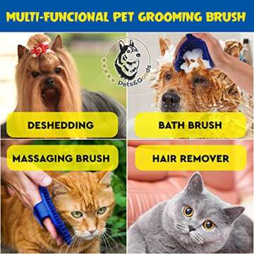 Dog and Cat Grooming Brush - Rubber Brush for Bathing, Washing, Deshedding Short or Long Pet Hair