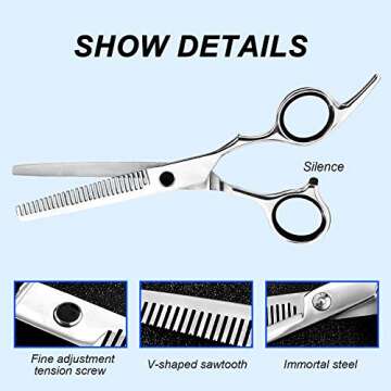 Professional Hair Cutting Scissors Set, Roysmart Haircutting Scissors Razor Edge Scissor Stainless S...