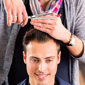 Professional Hair Cutting Scissors Set, Roysmart Haircutting Scissors Razor Edge Scissor Stainless Steel Thinning Teeth Shears Set for Home, Barber, Salon (6.5 inch)