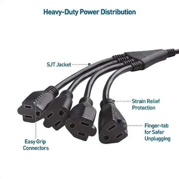 Cable Matters 4 Outlet Power Splitter Cord for Effective Power Solutions