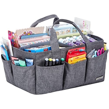 HOMEST Craft Organizer Tote Bag with Multiple Pockets, Storage Art Caddy for Scrapbooking, Crafts Su...