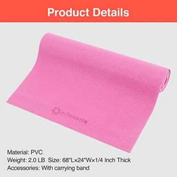 Primasole Yoga Mat with Carry Strap for Yoga Pilates Fitness and Floor Workout at Home and Gym 1/4 thick (Azalea Pink Color) PSS91NH004A