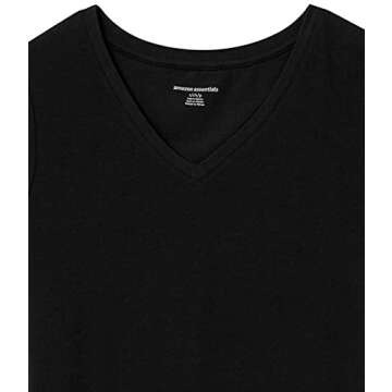 Amazon Essentials Women's Classic-Fit Short-Sleeve V-Neck T-Shirt, Pack of 2, Black/White, Medium