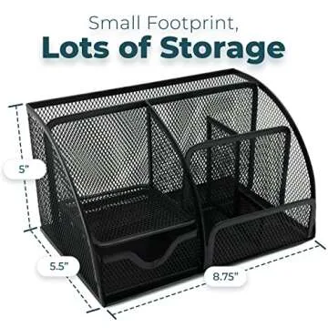 Greenco Mesh Desk Organizer Caddy with 6 Compartments