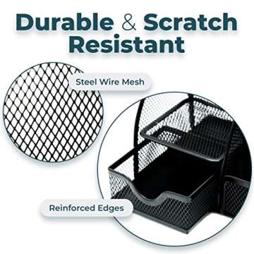 Greenco Mesh Office Supplies Desk Organizer Caddy, 6 Compartments, Black