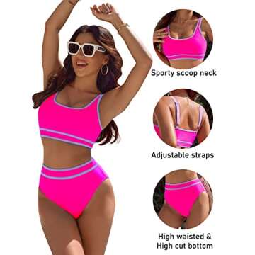 BMJL Women's Sporty High Waisted Bikini Swimsuits