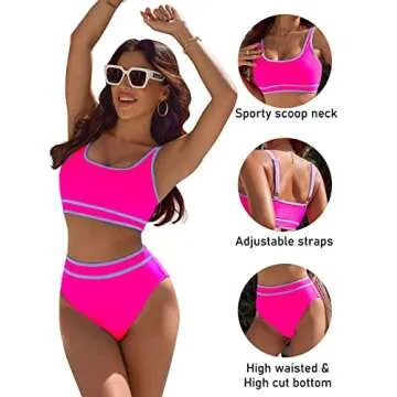 BMJL Women's Sporty High Waisted Bikini Swimsuits
