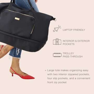 Jouer Le Weekender Travel Bag - Large Stylish Tote with Expandable Features
