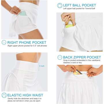 Women's Pleated Tennis Skirts with Pockets for Activewear