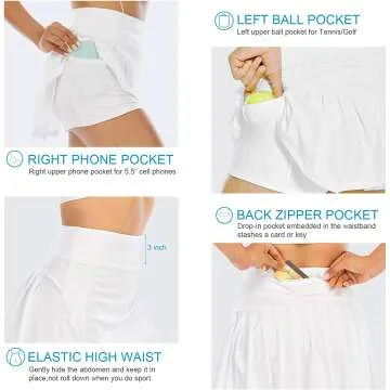 Women's Pleated Tennis Skirts with Pockets for Activewear