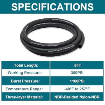 ZONBANG 3/8 Fuel Line - Premium NBR Rubber Hose for Vehicles