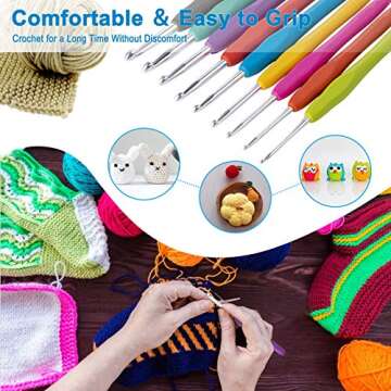 Vodiye 23 PCS Ergonomic Crochet Hooks Set for Arthritic Hands - Smooth Multicolor Needles