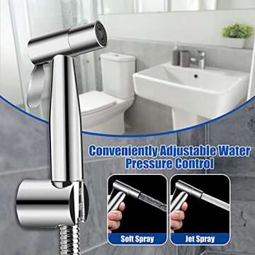 ORANGEHOME Bidet Sprayer for Toilet, Handheld Bidet Toilet Attachment Sprayer, Bathroom Sprayer Kit, Stainless Steel Baby Diaper Cloth Washer and Full Pressure Leakproof Pet Shower Sprayer