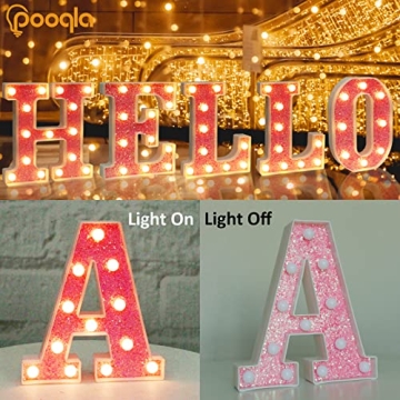 Pooqla LED Pink Marquee Letter Lights for Home and Events