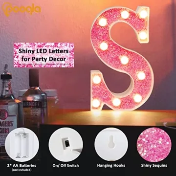 Pooqla LED Pink Marquee Letter Lights for Home and Events