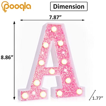 Pooqla LED Pink Marquee Letter Lights for Home and Events