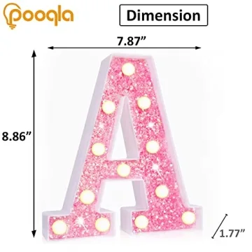 Pooqla LED Pink Marquee Letter Lights for Home and Events