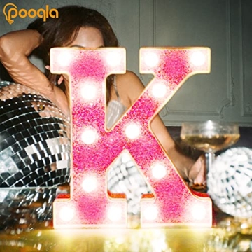 Pooqla LED Pink Marquee Letter Lights for Home and Events