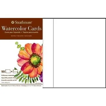 Strathmore Watercolor Cards, 5x6.875 inches, 50 Pack, Envelopes Included - Blank Greeting Cards for ...