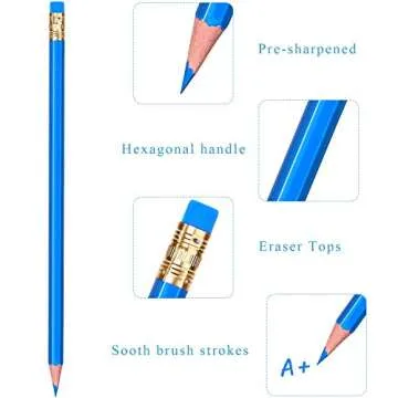 Zhanmai 36 Pieces Blue Pencils Checking Pencils Blue Colored Pencils #2 HB with Eraser Pre Sharpened Pencils for Checking Map Coloring Tests Grading School Office Editing