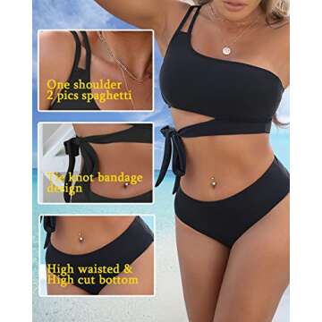 Vbeasiiy 2 Piece High Waisted Bikini Sets for Women Sexy High Cut Bikini Women's Push Up Bikini Sets Swimsuits Bathing Suit