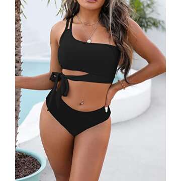 Vbeasiiy 2 Piece High Waisted Bikini Sets for Women Sexy High Cut Bikini Women's Push Up Bikini Sets Swimsuits Bathing Suit