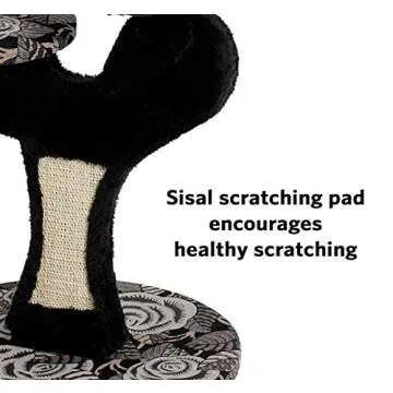 MidWest Homes for Pets Cat Tree | Salvador Cat Tree w/Built-in Sisal Cat Scratching Pad & Cat Look-Out Lounge, Black/White Pattern, Small Cat Tree